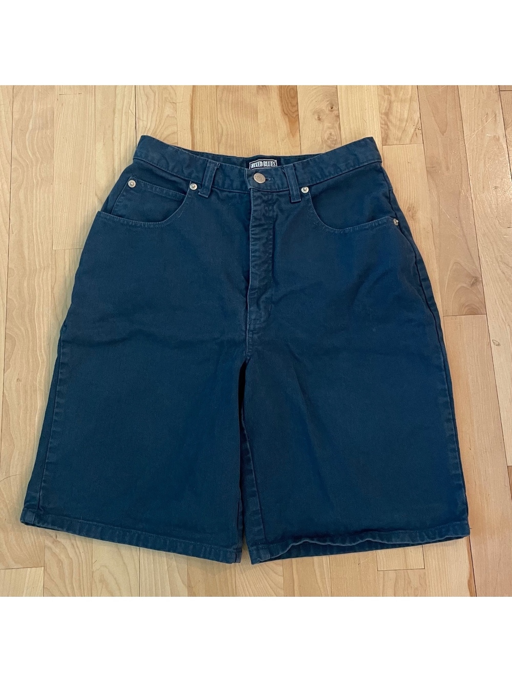 80s/90s Vintage Highwaisted Mixed Blues Blue Cotton Shorts Size 3
